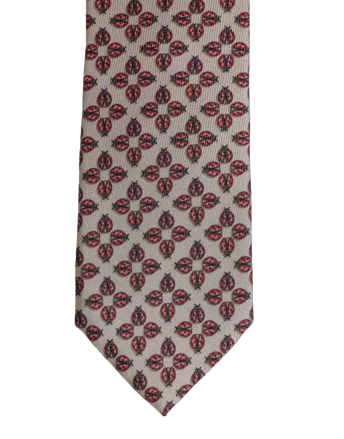 Beige Lady Bug Silk Adjustable Necktie Men Accessory Tie