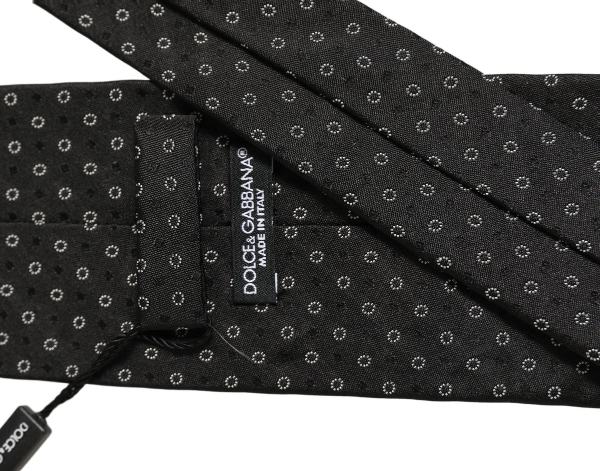 Black Geometric Circle Adjustable Necktie Accessory Tie