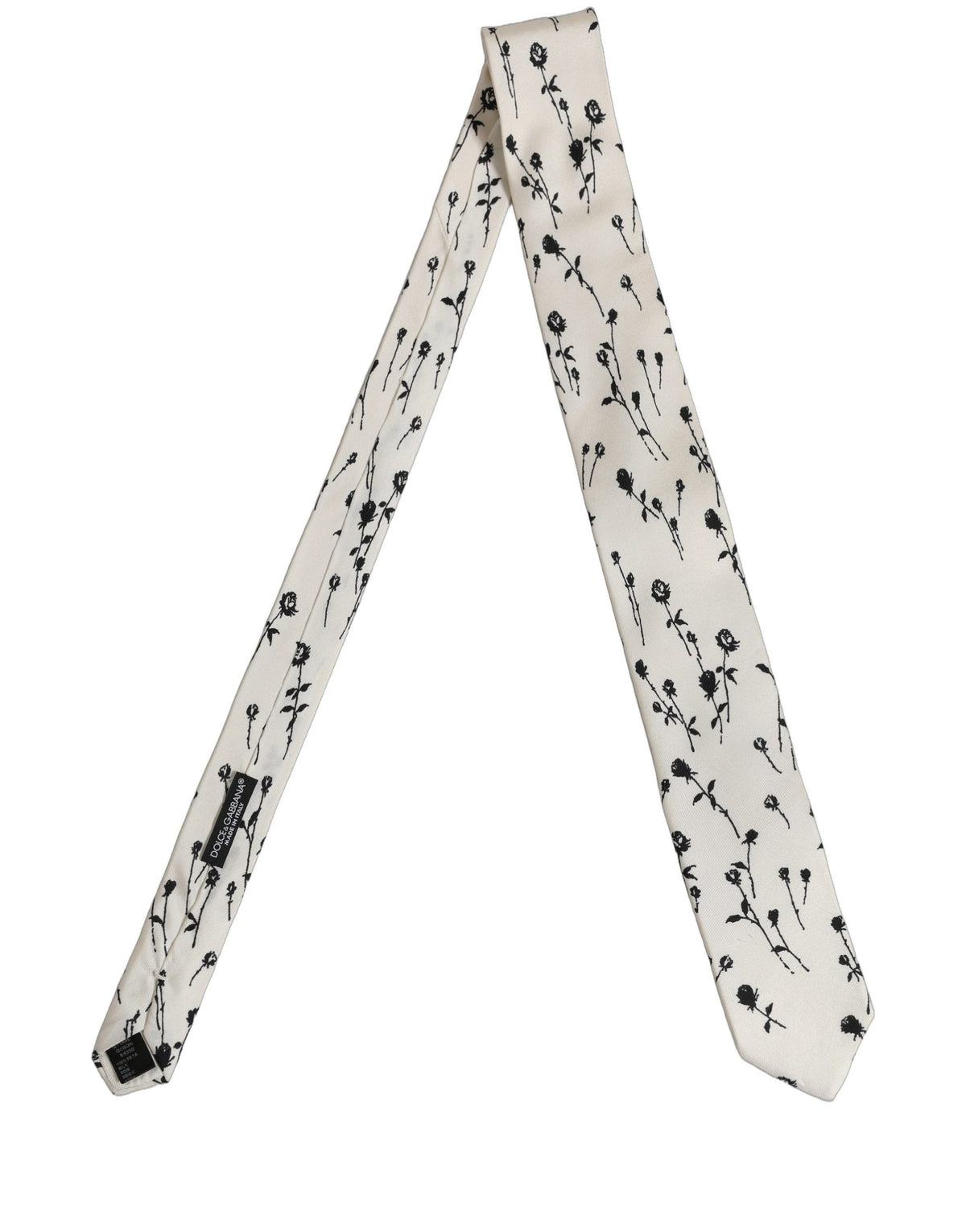 Off White Floral Print Adjustable Necktie Accessory Tie