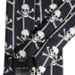 Men Black Silk Skull Fantasy Adjustable Tied Necktie Tie