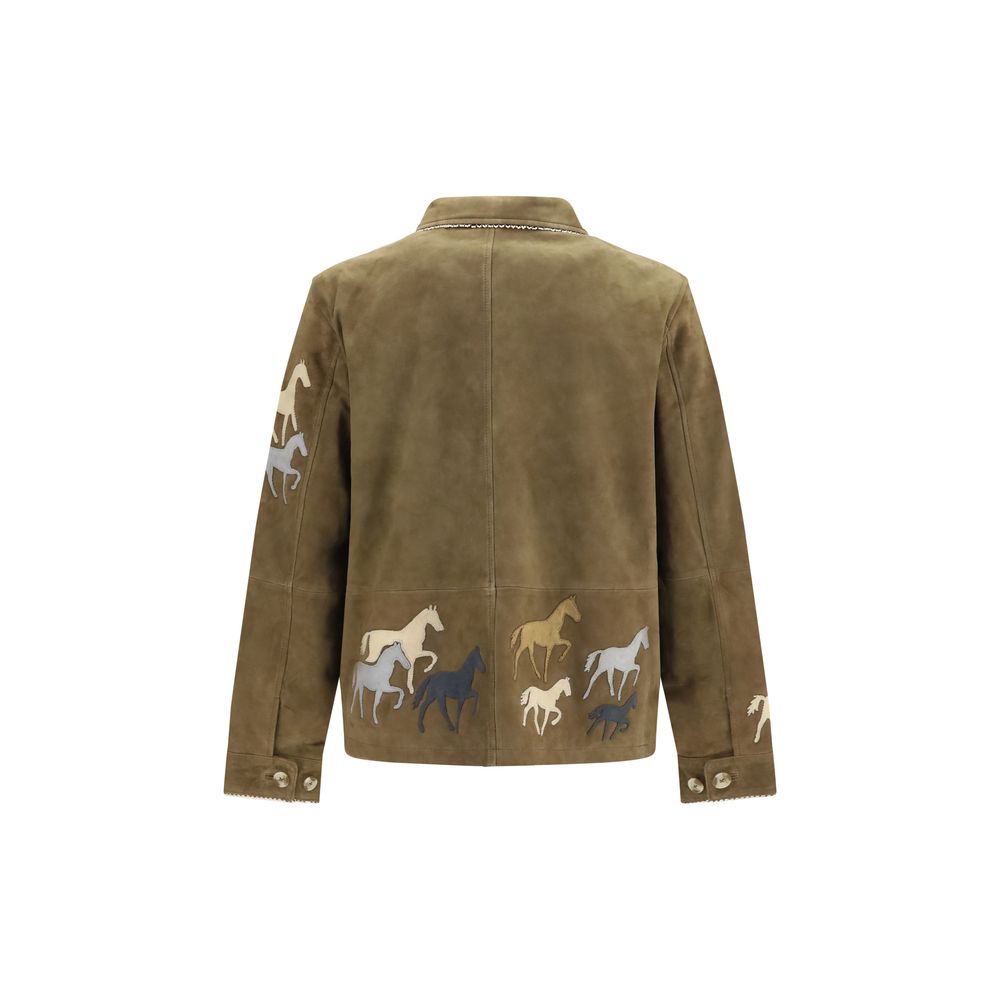 Brown Suede Leather Full-Length Jacket
