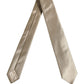 Beige Satin Silk Adjustable Tied Necktie Accessory Tie