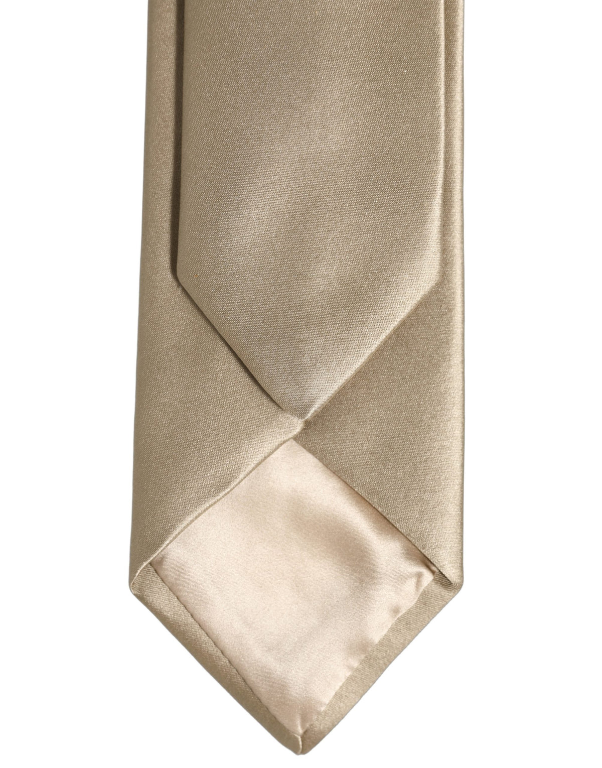 Beige Satin Silk Adjustable Tied Necktie Accessory Tie