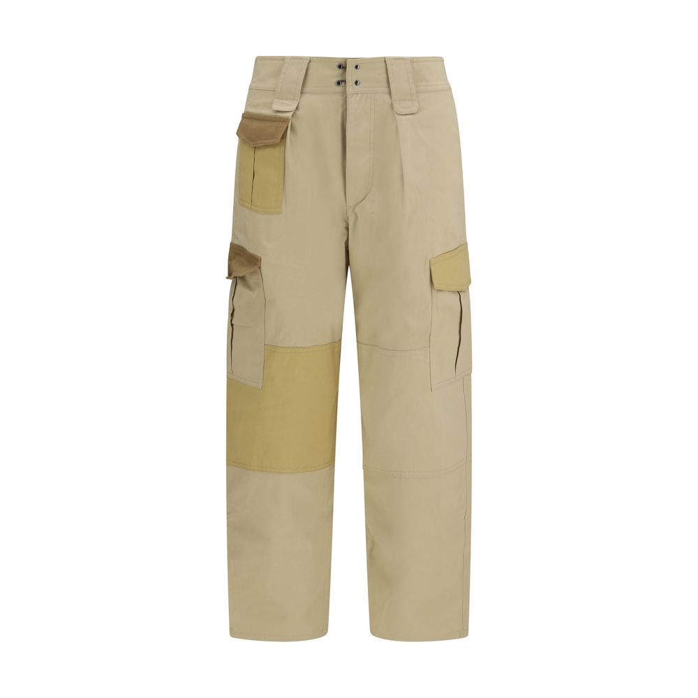 Beige Cotton Cargo Pants
