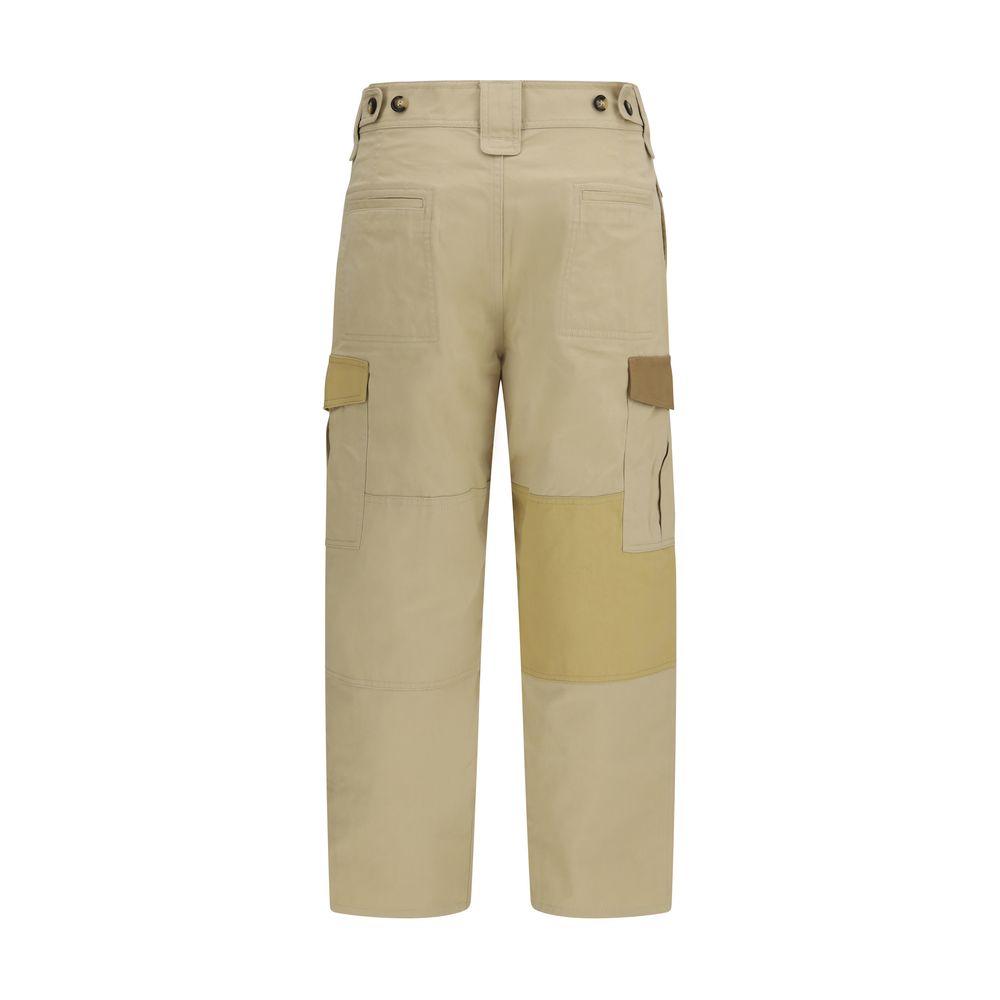 Beige Cotton Cargo Pants