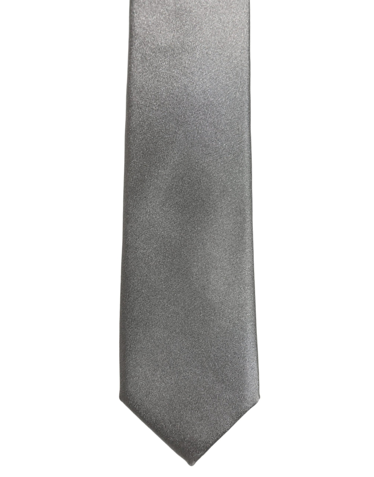 Gray Satin 100% Silk Adjustable Tied Men Necktie Tie