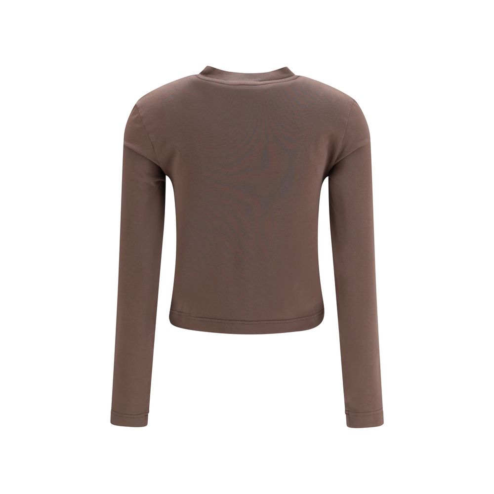 Brown Cotton Long Sleeve T-Shirt
