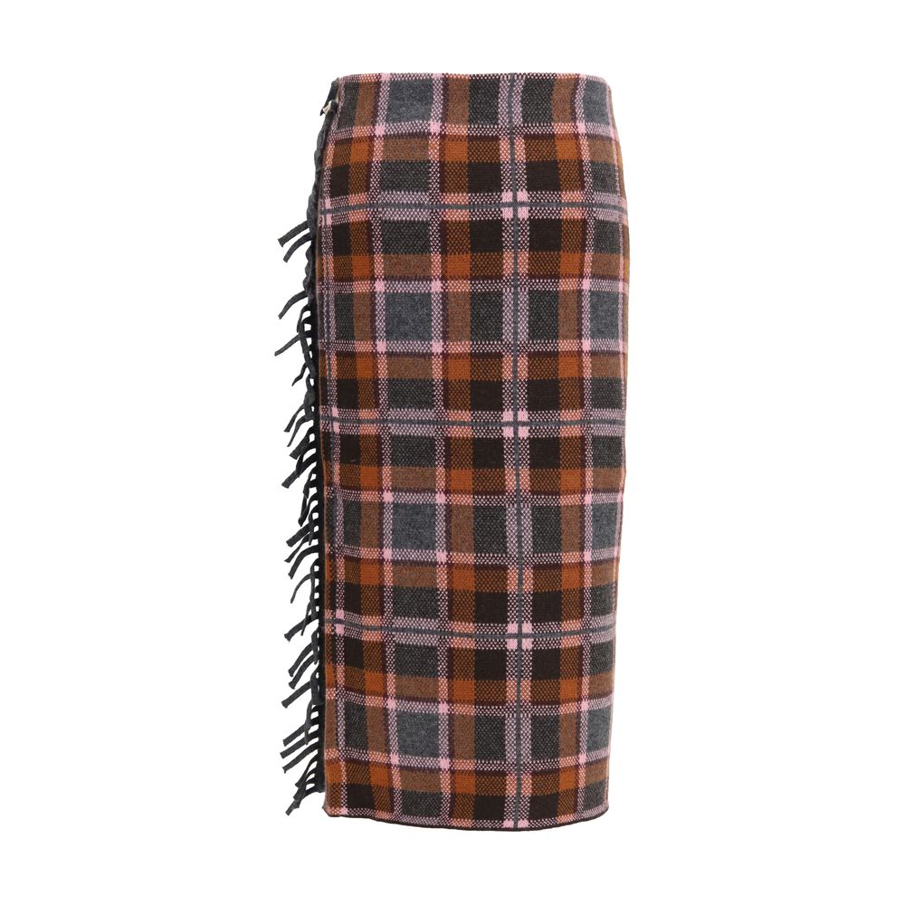 Brown Wool Oves Aries Midi Skirt