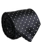 Dark Blue Polka Dot Silk Adjustable Necktie Accessory Tie