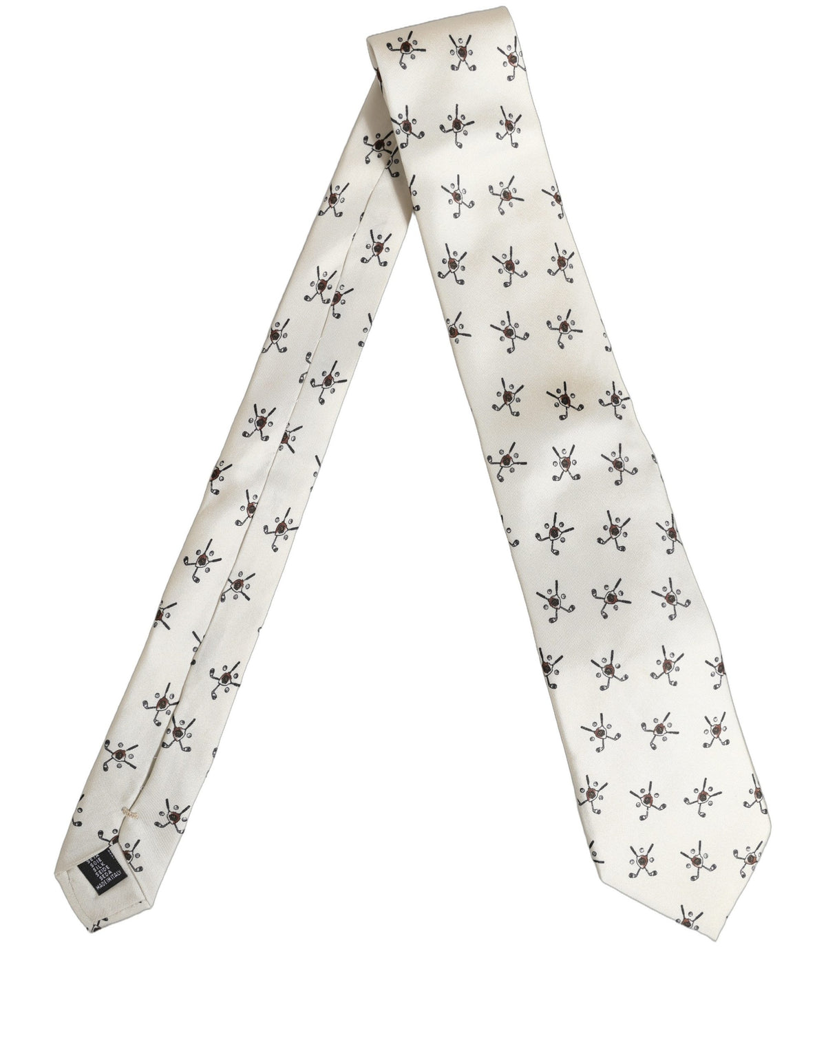 Off White Printed Silk Adjustable Necktie Accessory  Tie