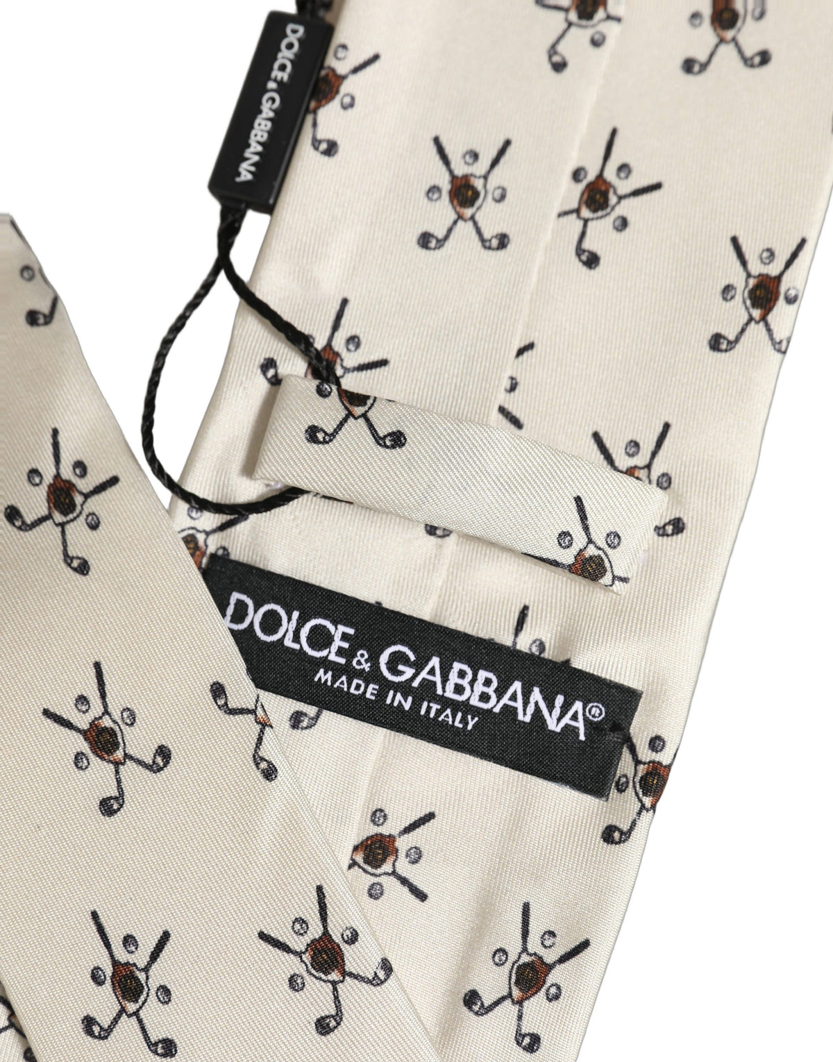 Off White Printed Silk Adjustable Necktie Accessory  Tie