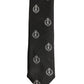 Black Crest Emblem Silk Adjustable Necktie Accessory Tie