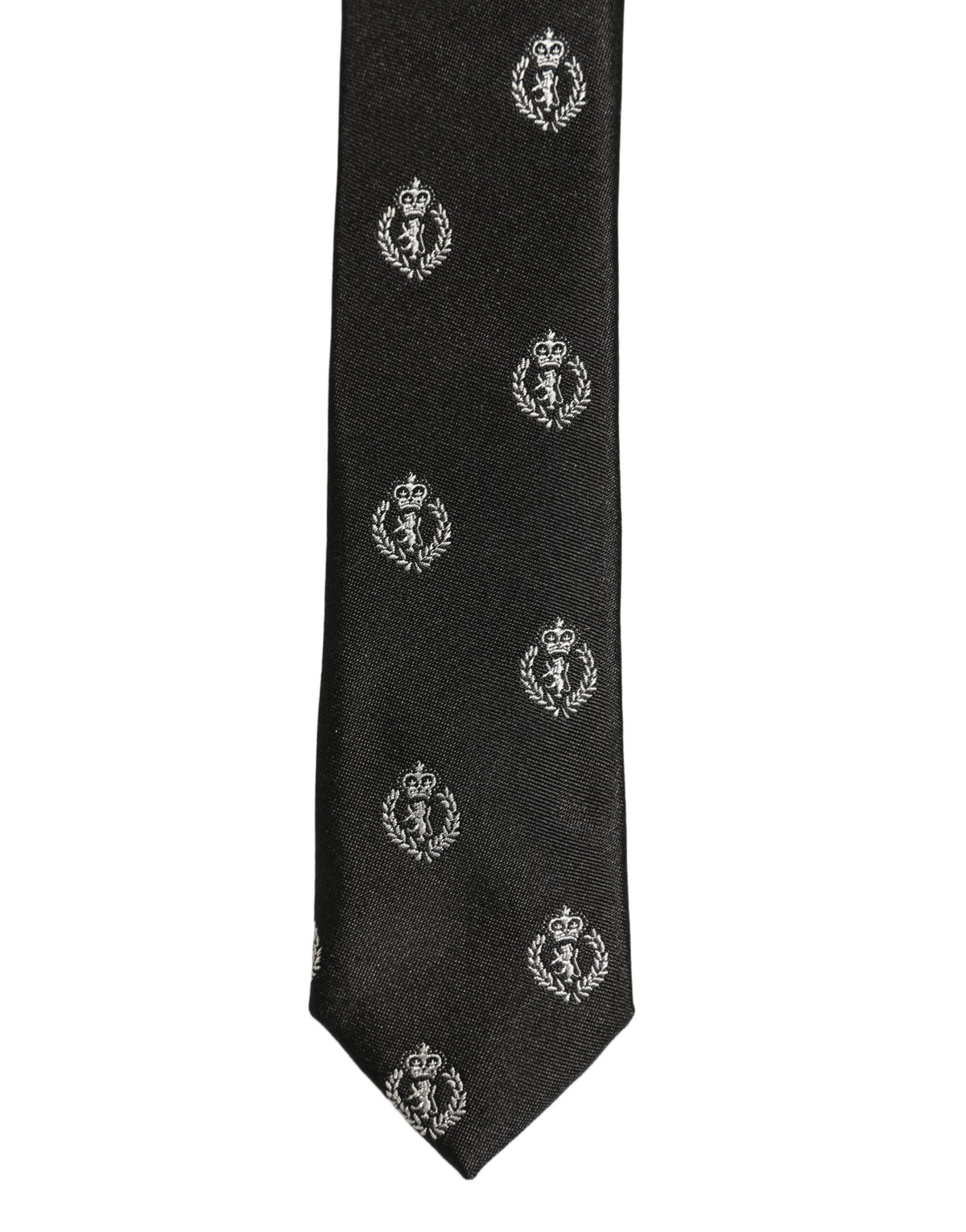 Black Crest Emblem Silk Adjustable Necktie Accessory Tie