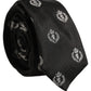 Black Crest Emblem Silk Adjustable Necktie Accessory Tie