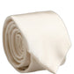 Cream Satin 100% Silk Adjustable Tied Men Necktie Tie
