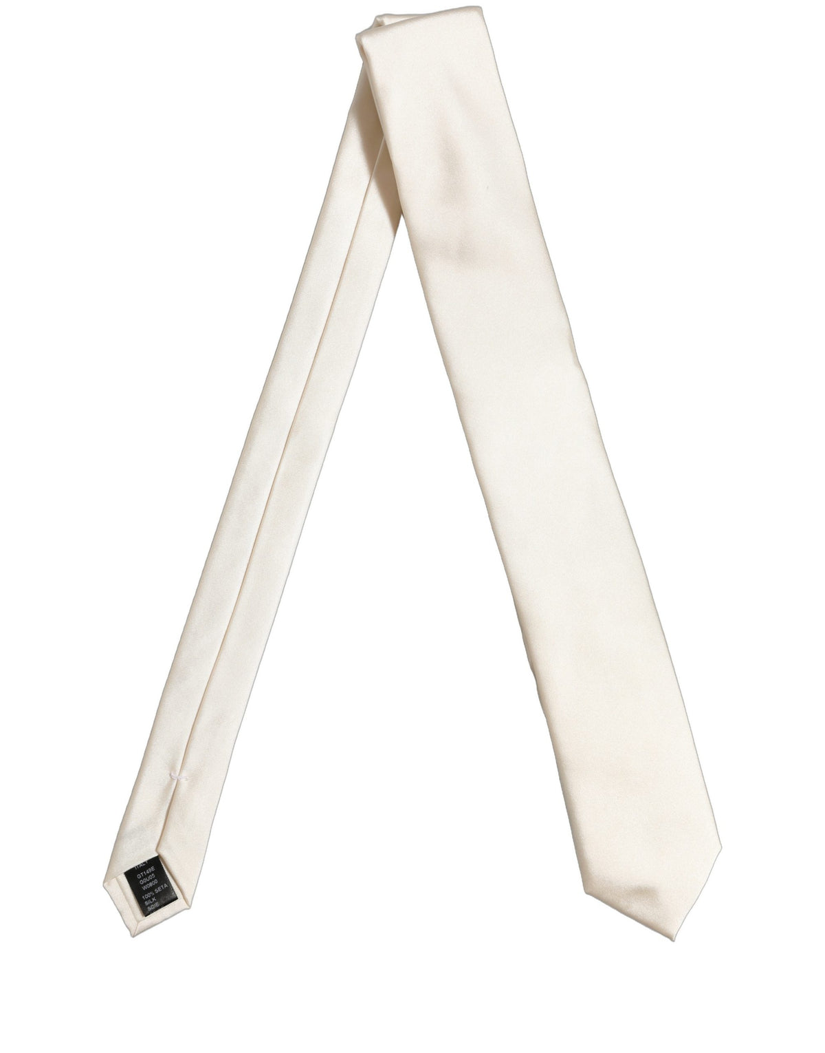 Cream Satin 100% Silk Adjustable Tied Men Necktie Tie