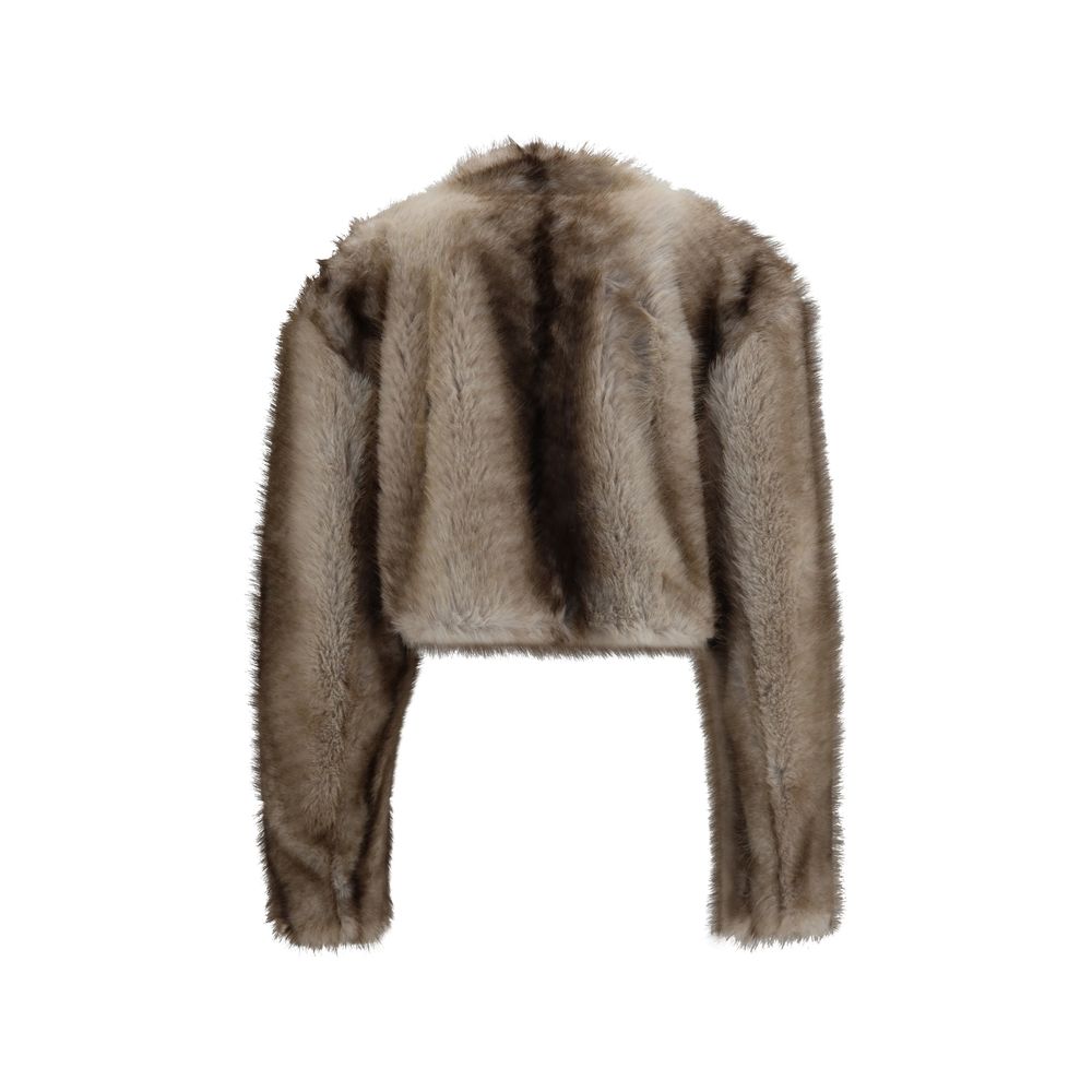Gray Polyester Full-Length Jacket