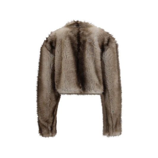 Gray Polyester Full-Length Jacket