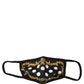 Black Baroque Print Polka Dot Elastic Ear Strap Face Mask