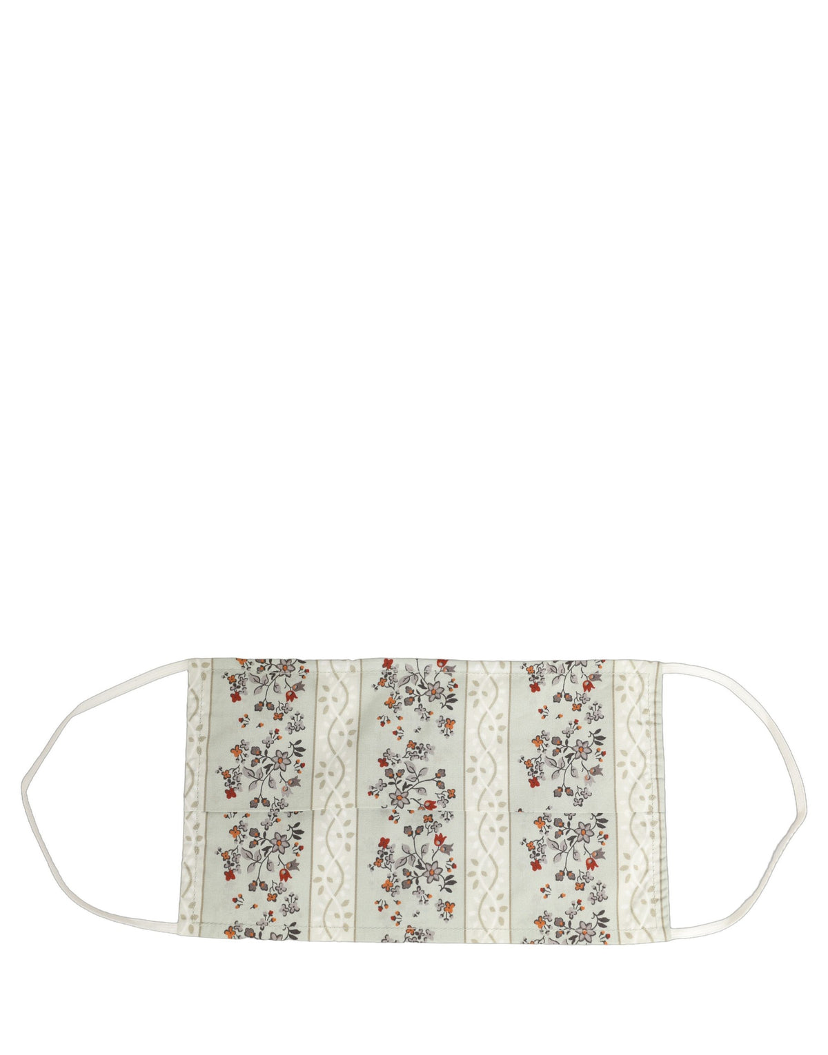 White Floral Cotton Pleated Elastic Ear Strap Face Mask
