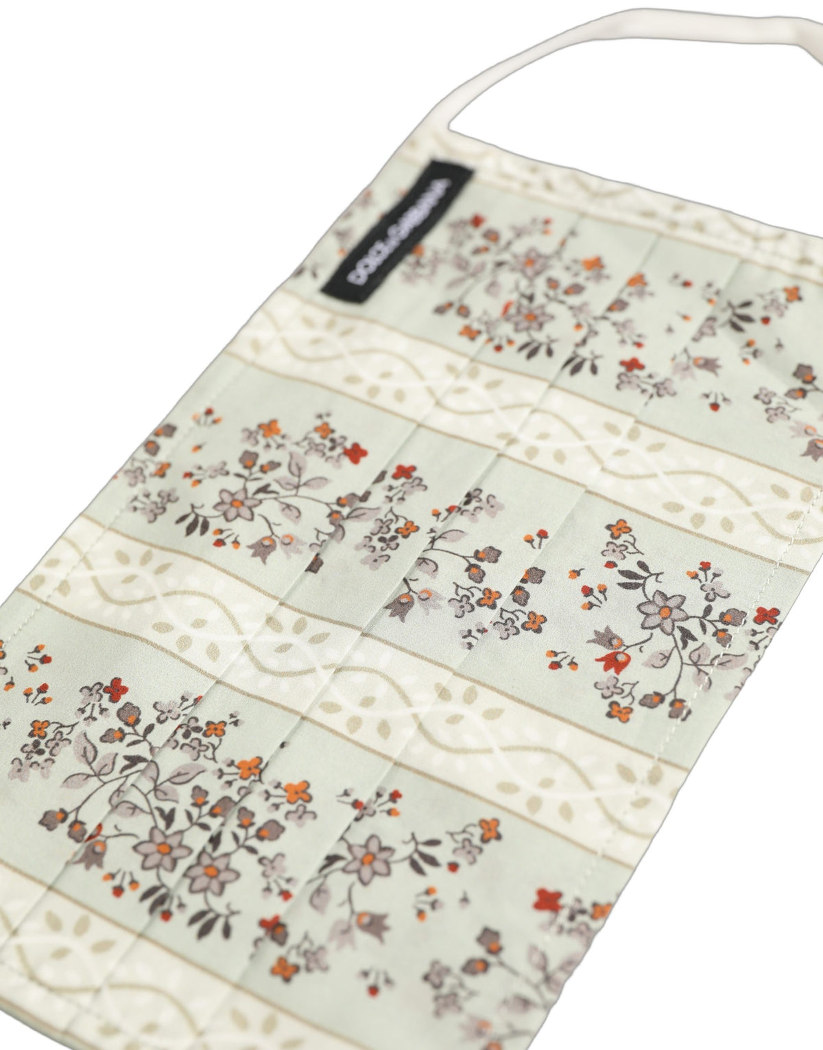 White Floral Cotton Pleated Elastic Ear Strap Face Mask