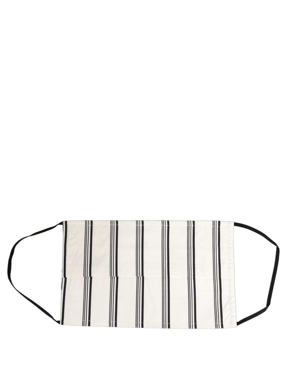 White Black Pinstripe Pleated Elastic Ear Strap Face Mask