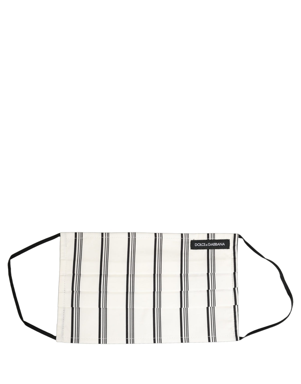 White Black Pinstripe Pleated Elastic Ear Strap Face Mask