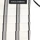 White Black Pinstripe Pleated Elastic Ear Strap Face Mask
