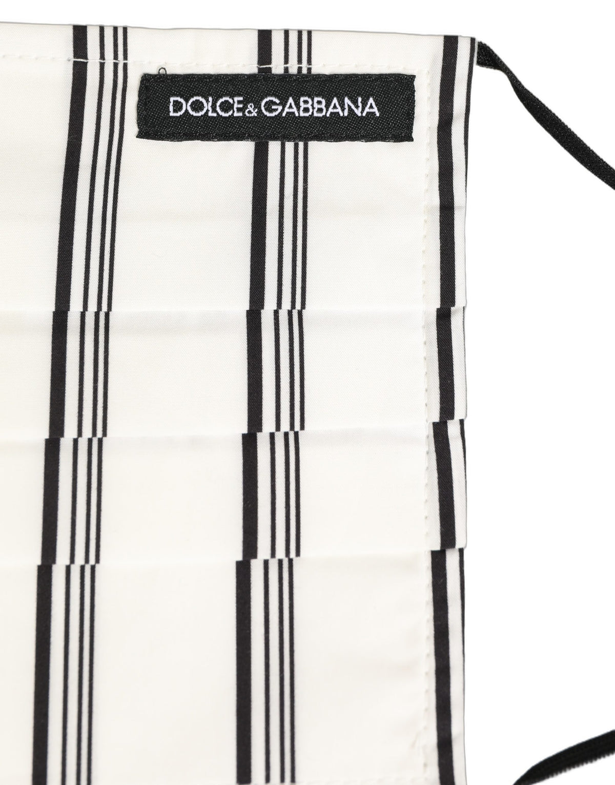 White Black Pinstripe Pleated Elastic Ear Strap Face Mask
