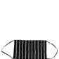 Black White Pinstripe Pleated Elastic Ear Strap Face Mask