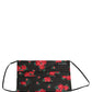 Black Floral Print Pleated Elastic Ear Strap Face Mask