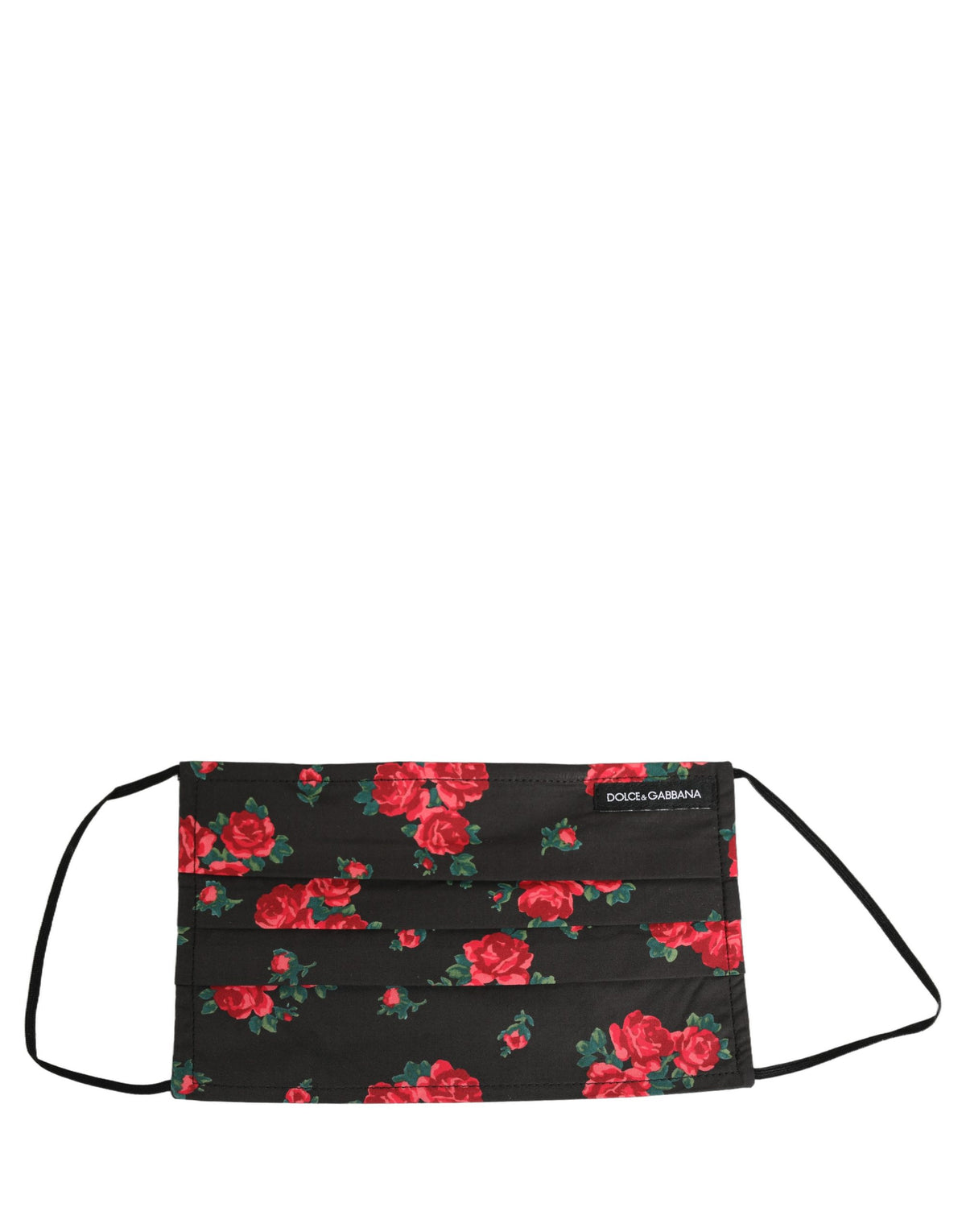 Black Floral Print Pleated Elastic Ear Strap Face Mask