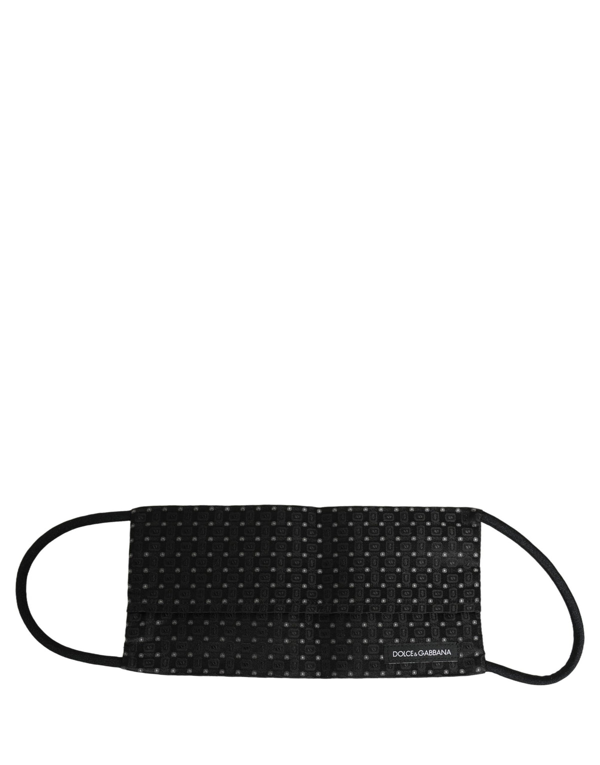 Black Silk Patterned Pleated Elastic Ear Strap Face Mask