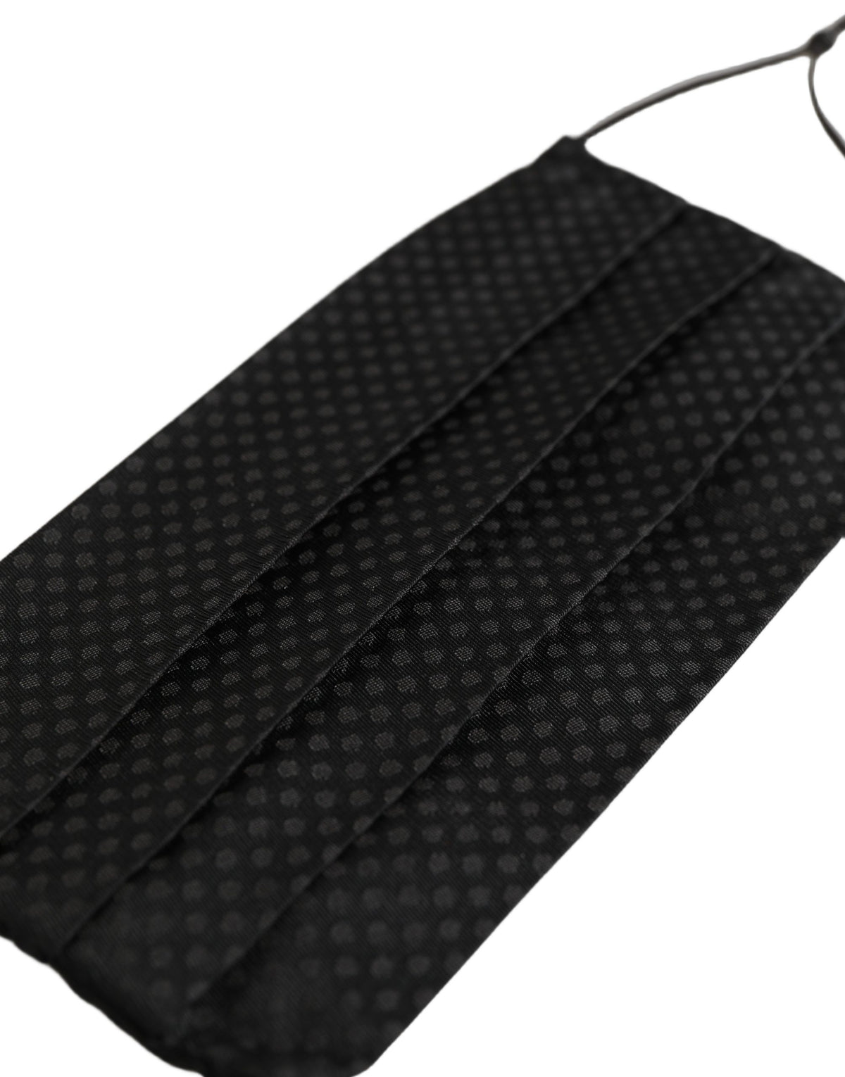 Black Silk Patterned Pleated Elastic Ear Strap Face Mask