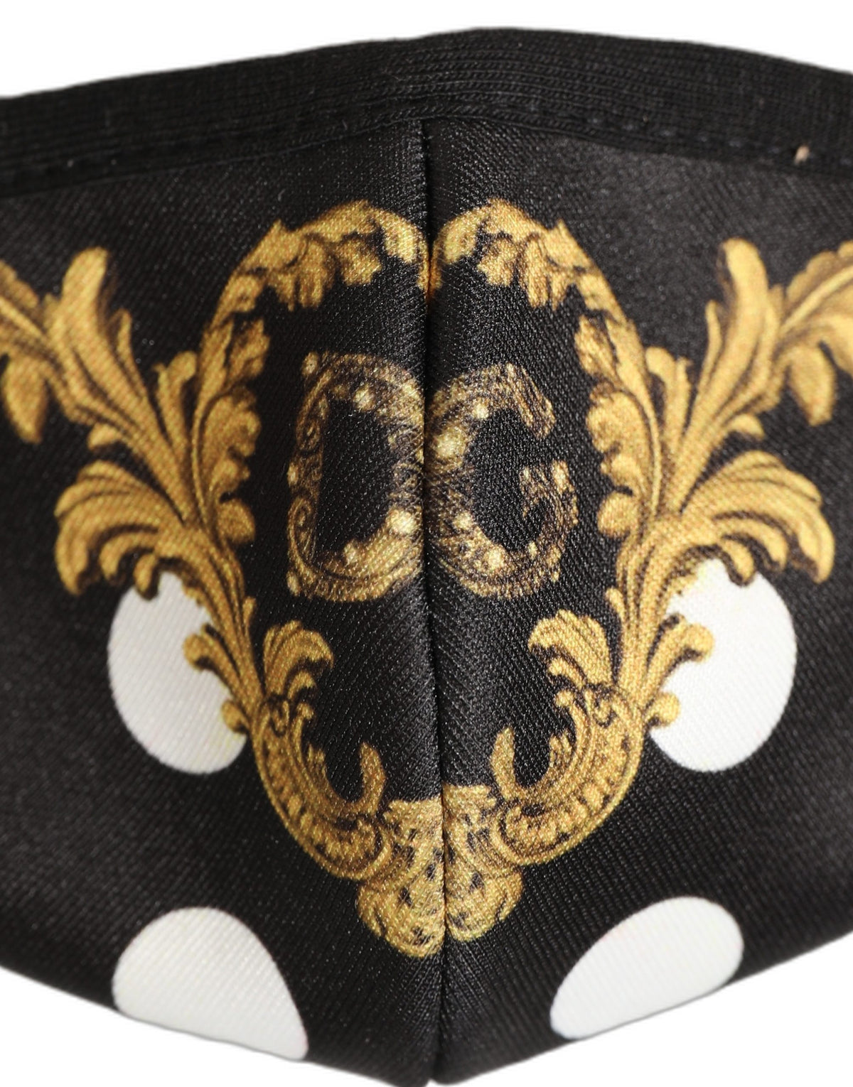 Black Baroque Print Polka Dot Elastic Ear Strap Face Mask