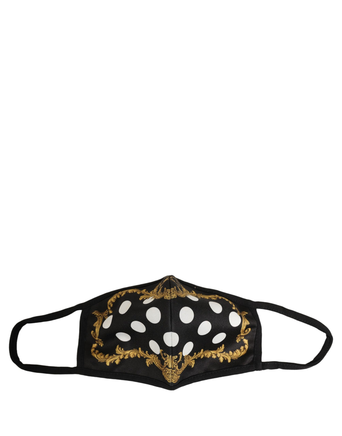Black Baroque Print Polka Dot Elastic Ear Strap Face Mask