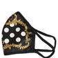 Black Baroque Print Polka Dot Elastic Ear Strap Face Mask