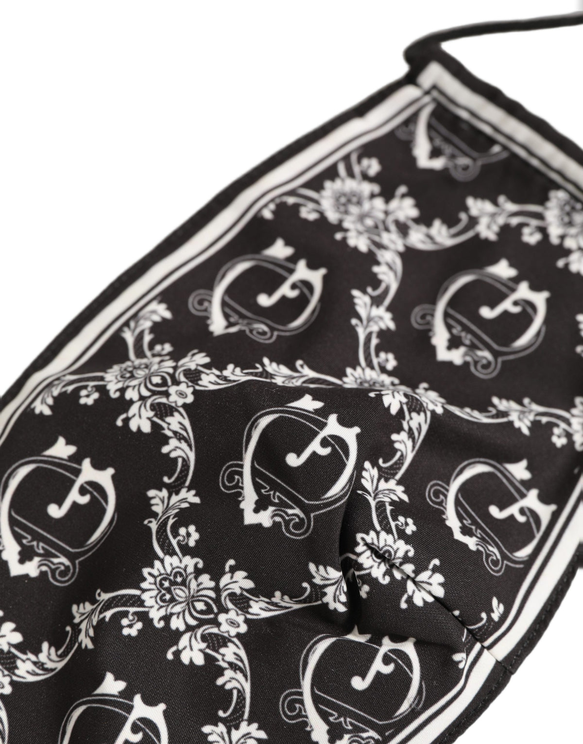 Black White Logo Baroque Elastic Ear Strap Face Mask