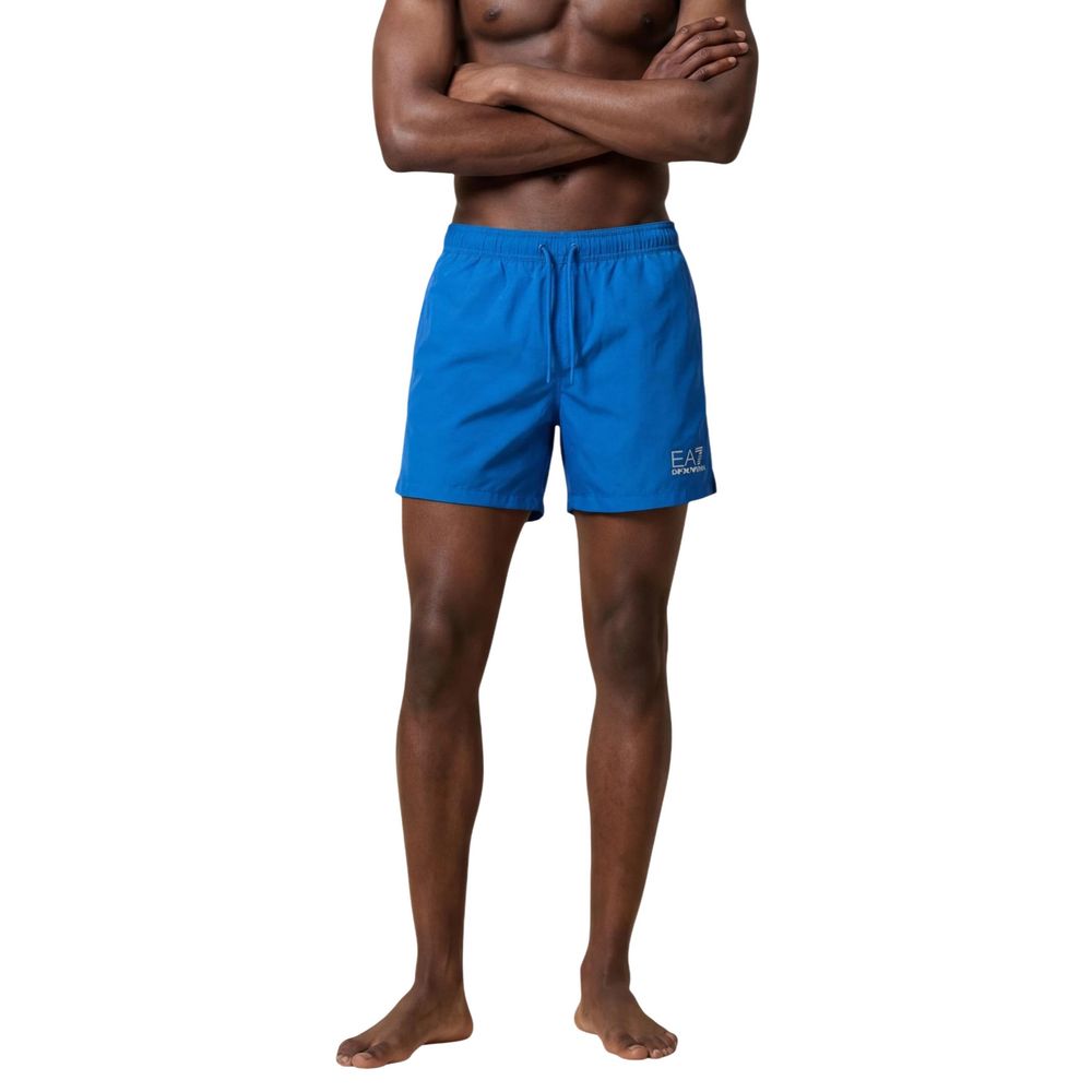 Blue Polyester Swim Shorts