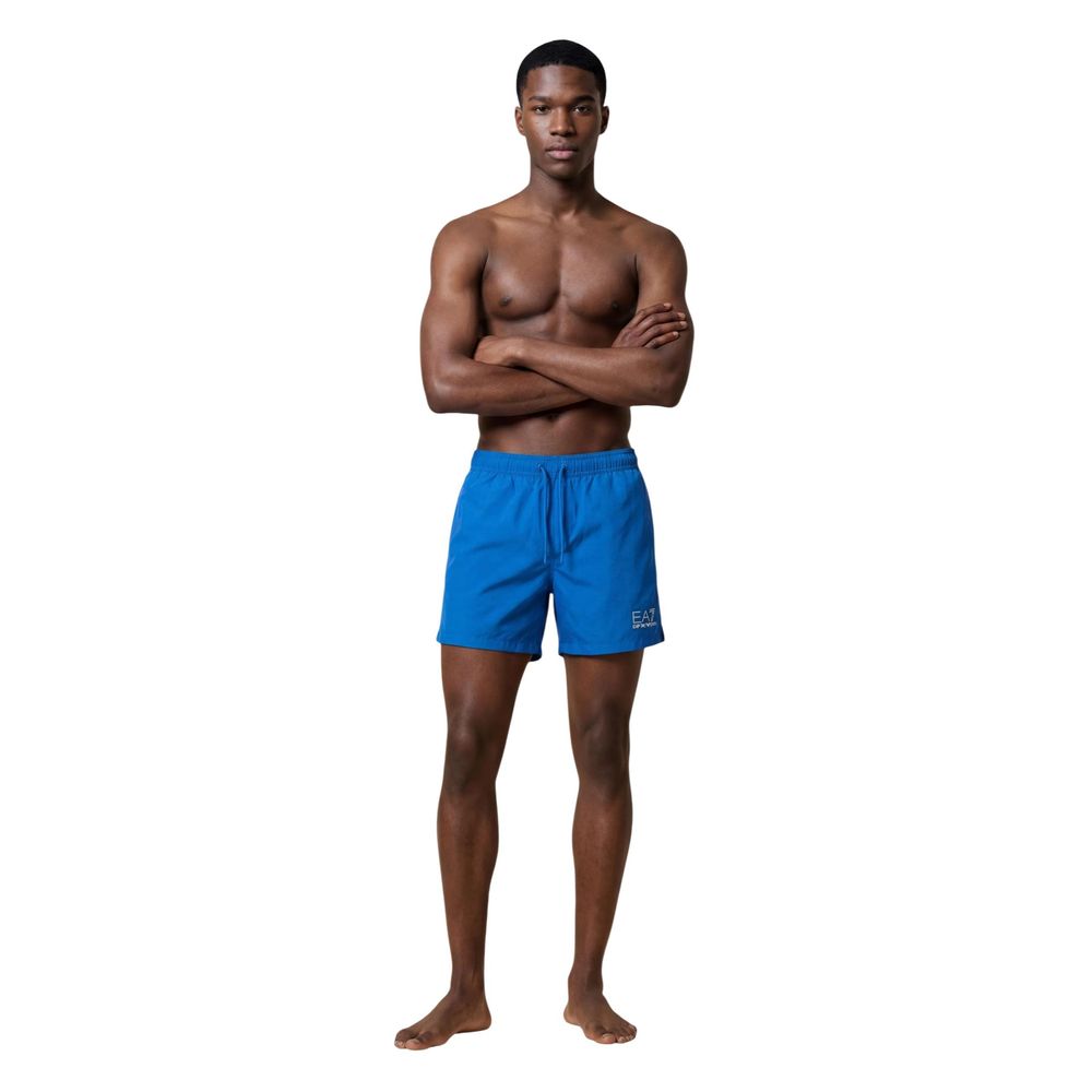 Blue Polyester Swim Shorts