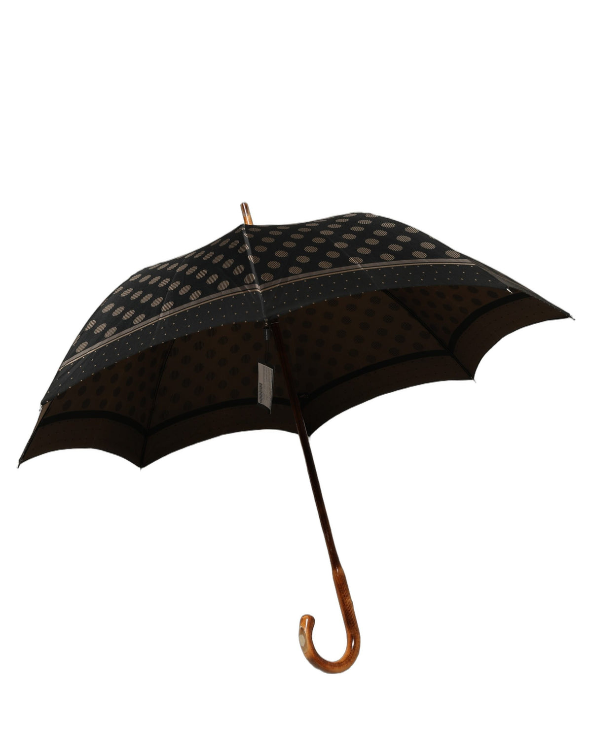 Black Gold Jacquard Polka Dot Long Handle Umbrella