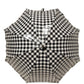 Black White Gingham Check Cotton Long Handle Umbrella