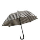 Black White Gingham Check Cotton Long Handle Umbrella