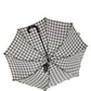 Black White Gingham Check Cotton Long Handle Umbrella