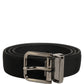 Black Classic Leather Silver Tone Buckle Belt