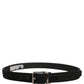 Black Classic Leather Silver Tone Buckle Belt