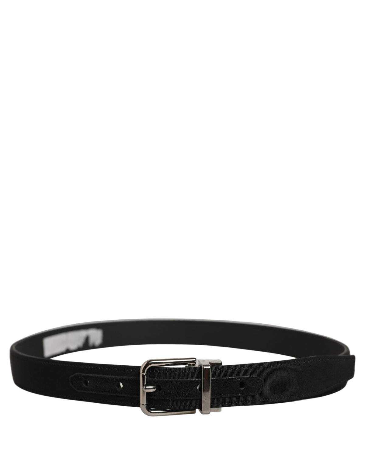 Black Classic Leather Silver Tone Buckle Belt