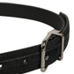 Black Classic Leather Silver Tone Buckle Belt