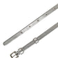 Metallic Silver Leather Square Buckle Belt