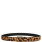 Brown Leopard Calf Hair Gold Tone Buckle Belt